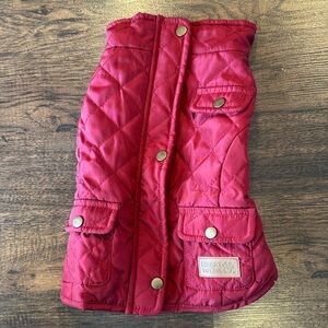 Burgundy Quilted Dog Jacket Flannel Lined Small